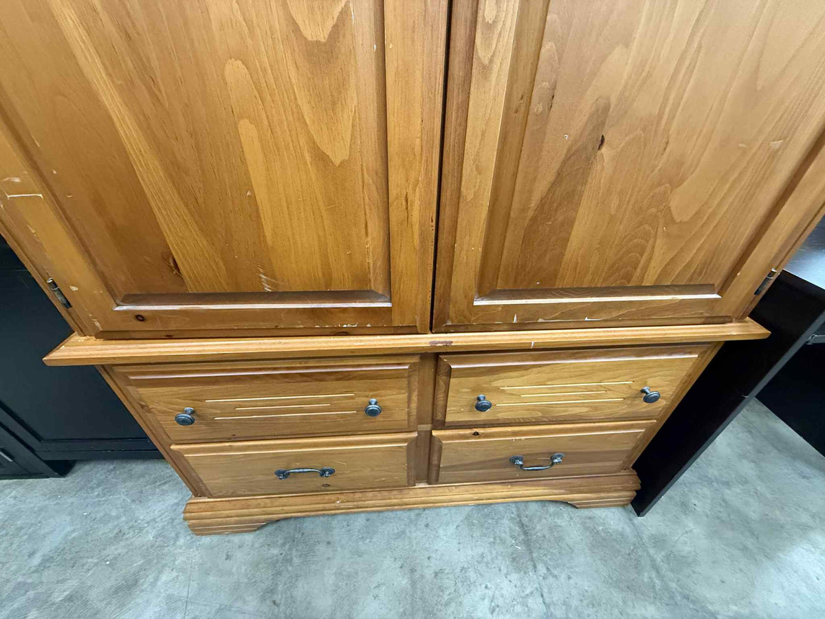 Brown Solid Wooden Oak Armoire