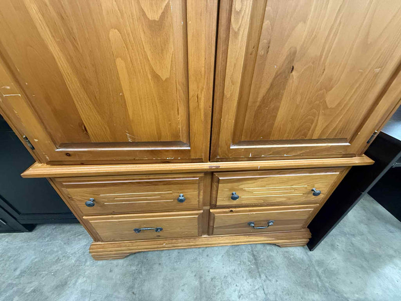 Brown Solid Wooden Oak Armoire