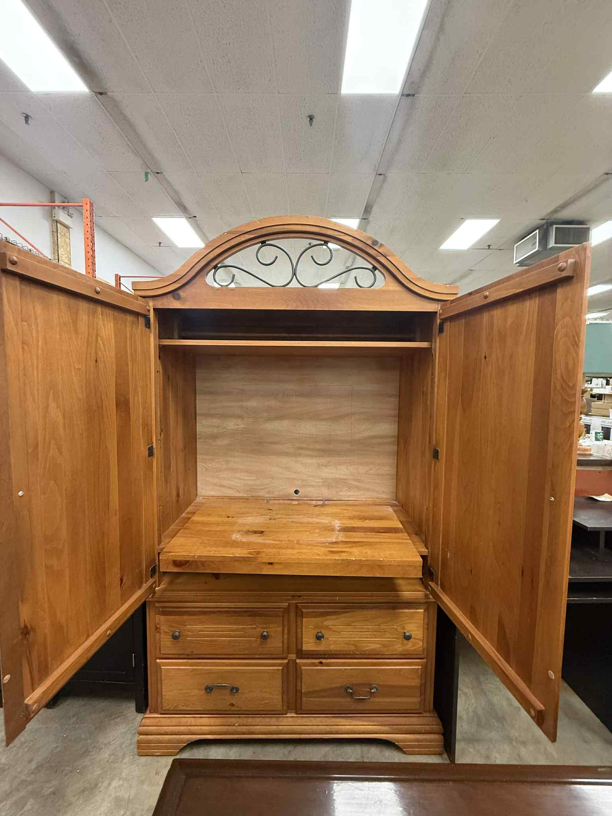 Brown Solid Wooden Oak Armoire