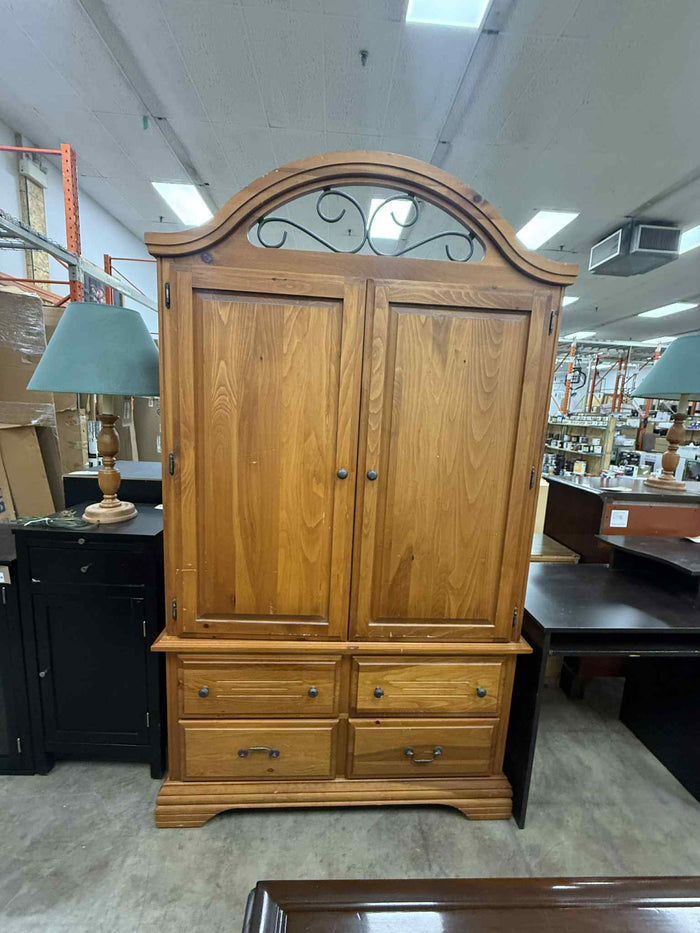 Brown Solid Wooden Oak Armoire