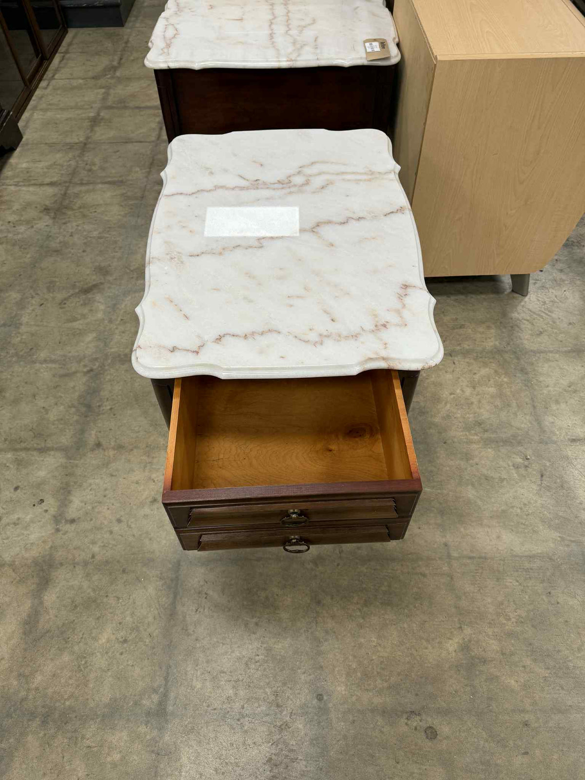 French Provincial Style Nightstand with Marble Top
