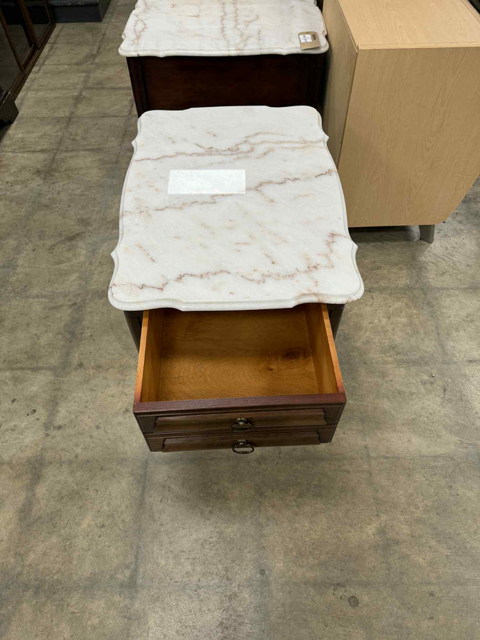 French Provincial Style Nightstand with Marble Top