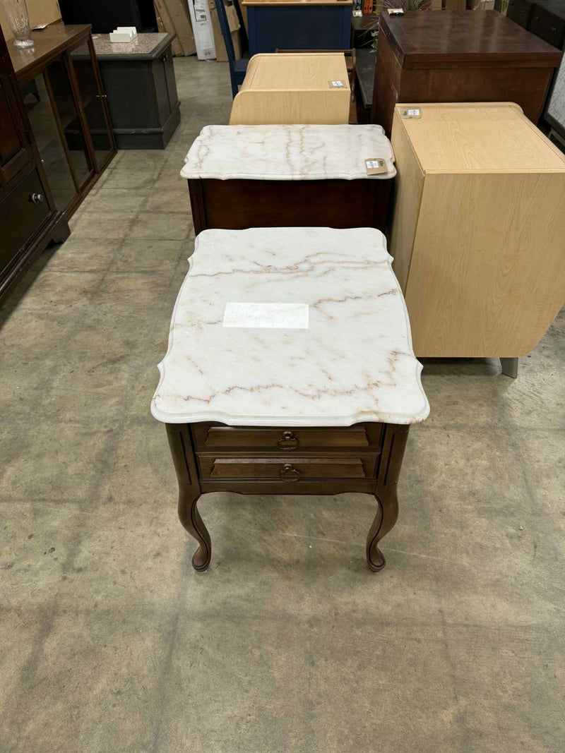 French Provincial Style Nightstand with Marble Top