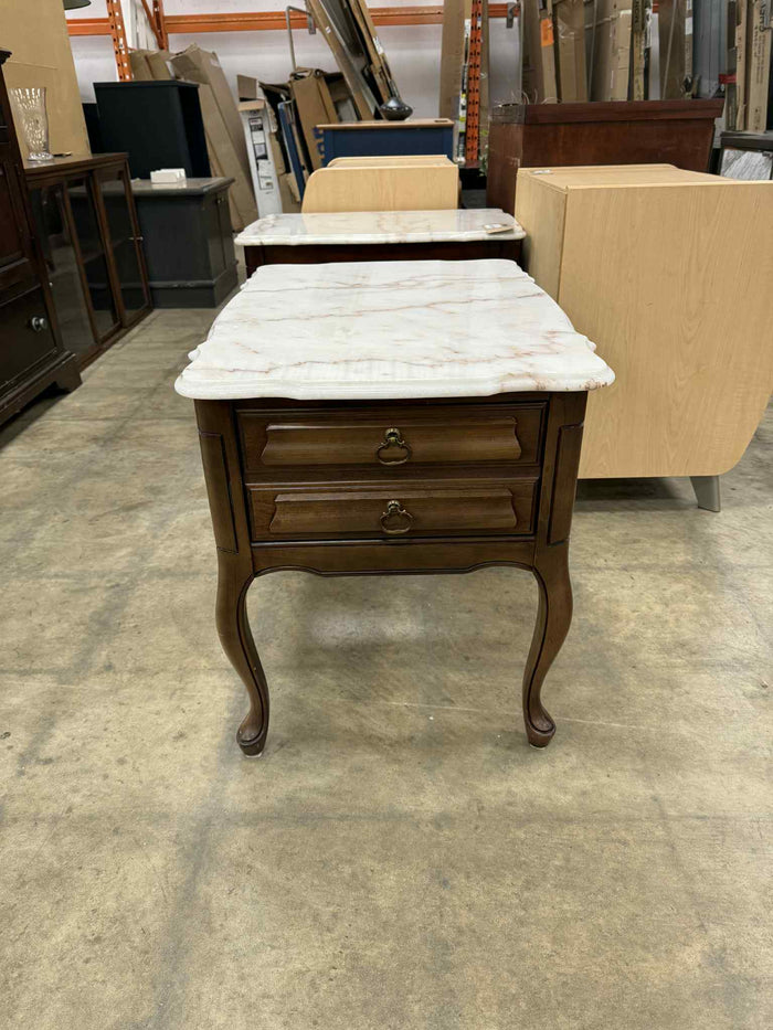 French Provincial Style Nightstand with Marble Top