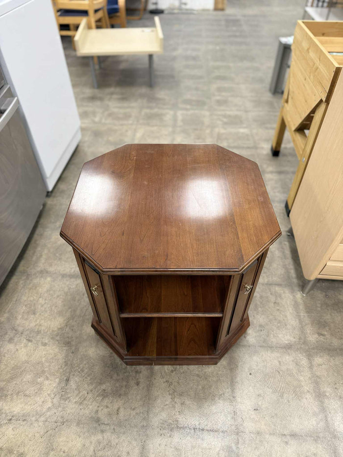 Brown Octagonal Accent End Table
