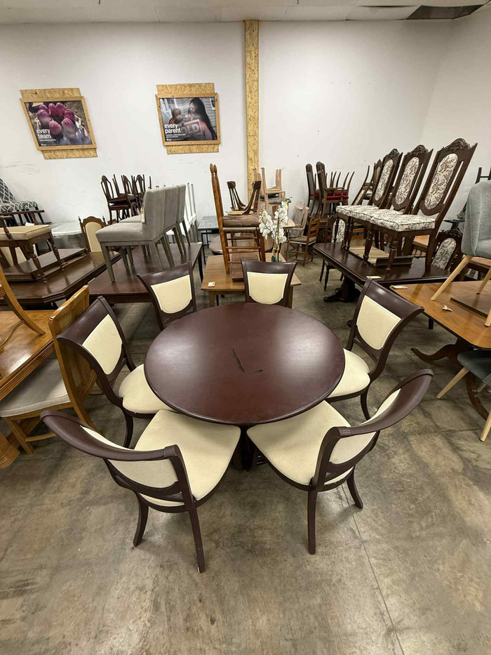 Dark Brown Round 7-Piece Dining Set