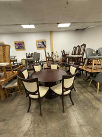 Dark Brown Round 7-Piece Dining Set