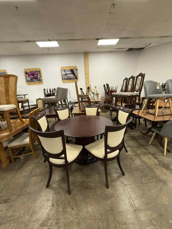 Dark Brown Round 7-Piece Dining Set