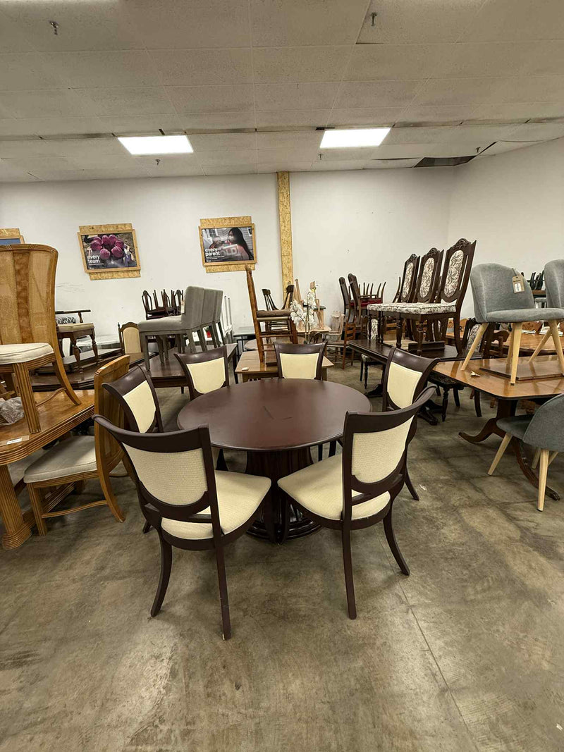 Dark Brown Round 7-Piece Dining Set