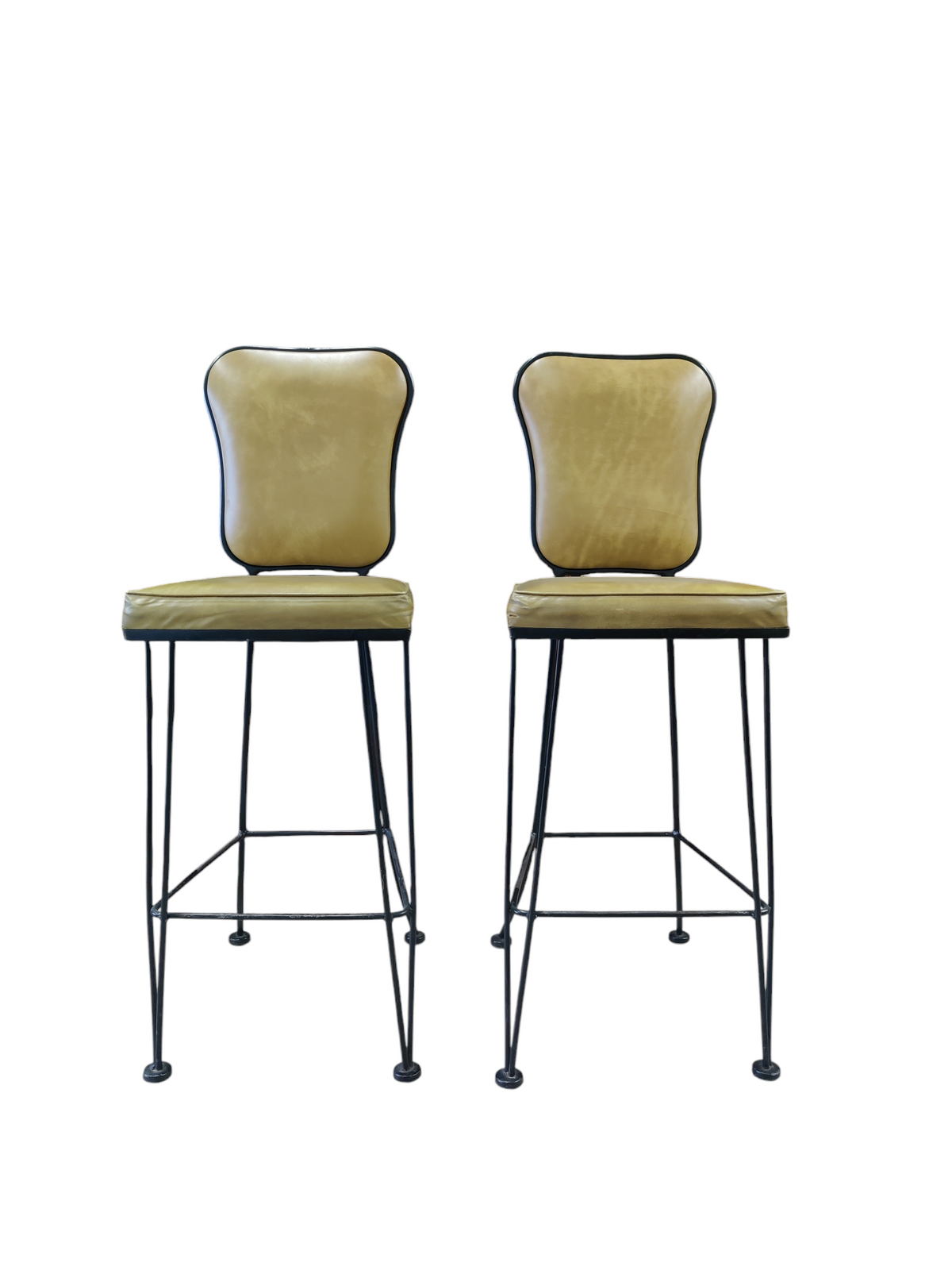 Yellow Metal Bar Stools (Set of Two)