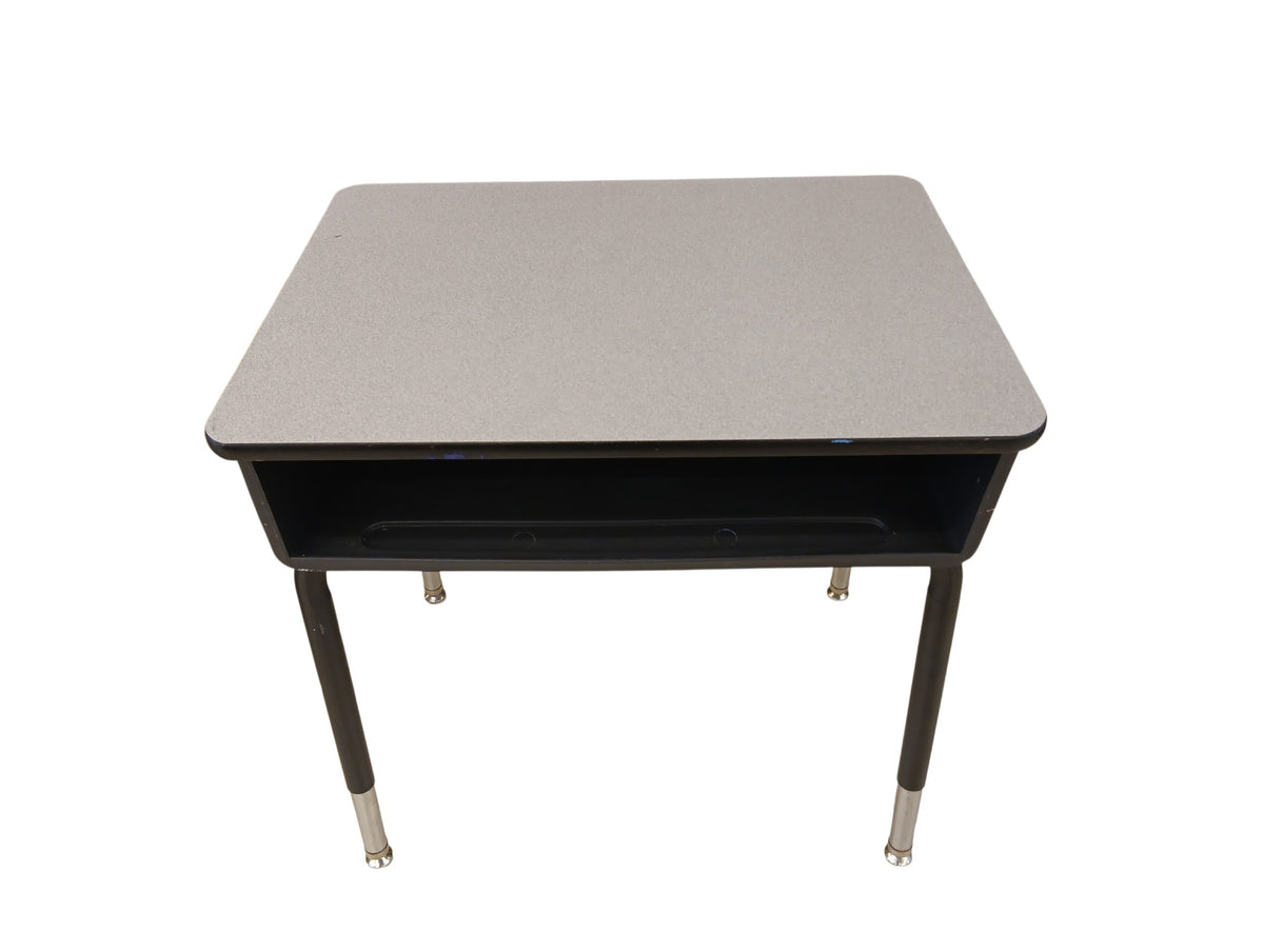 Grey Desk with Open Storage Desk