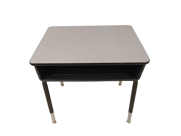 Grey Desk with Open Storage Desk