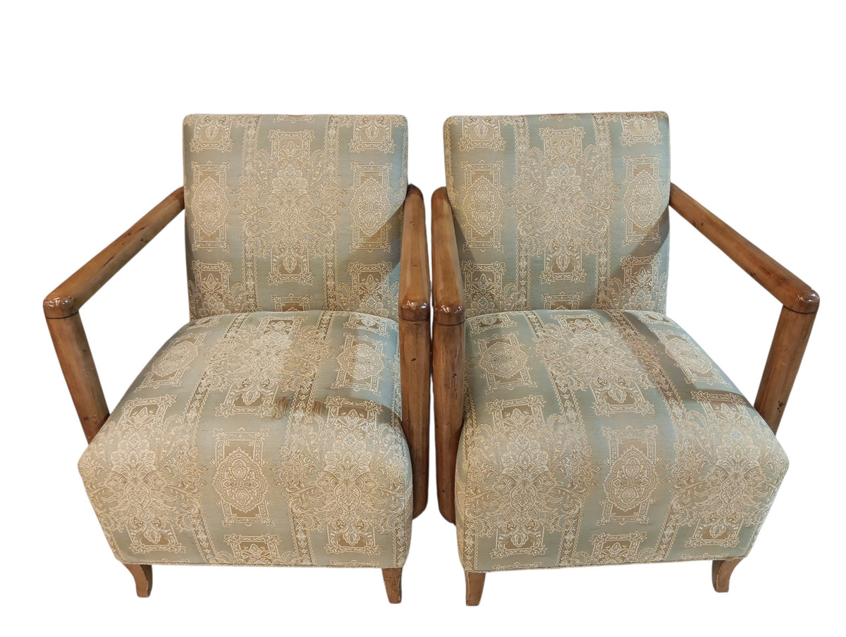 Damask Accent Armchairs - Pair