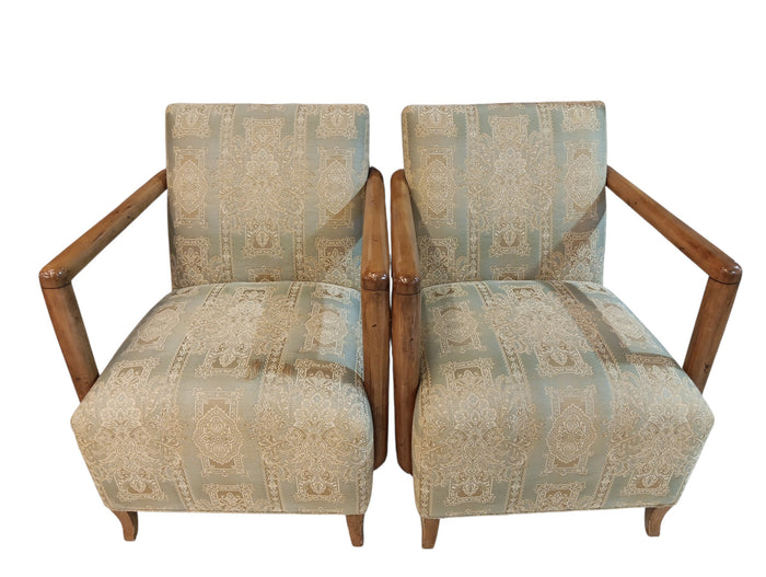 Damask Accent Armchairs - Pair