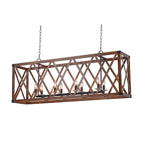 CWI Lighting 8 Light Chandelier with Wood Grain Brown Finish