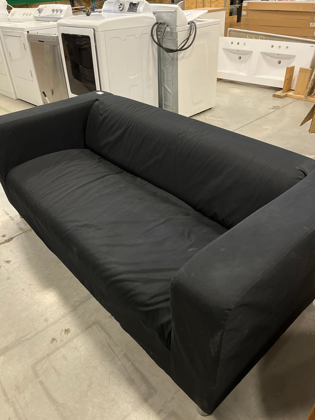 72"W Black Fabric Sofa