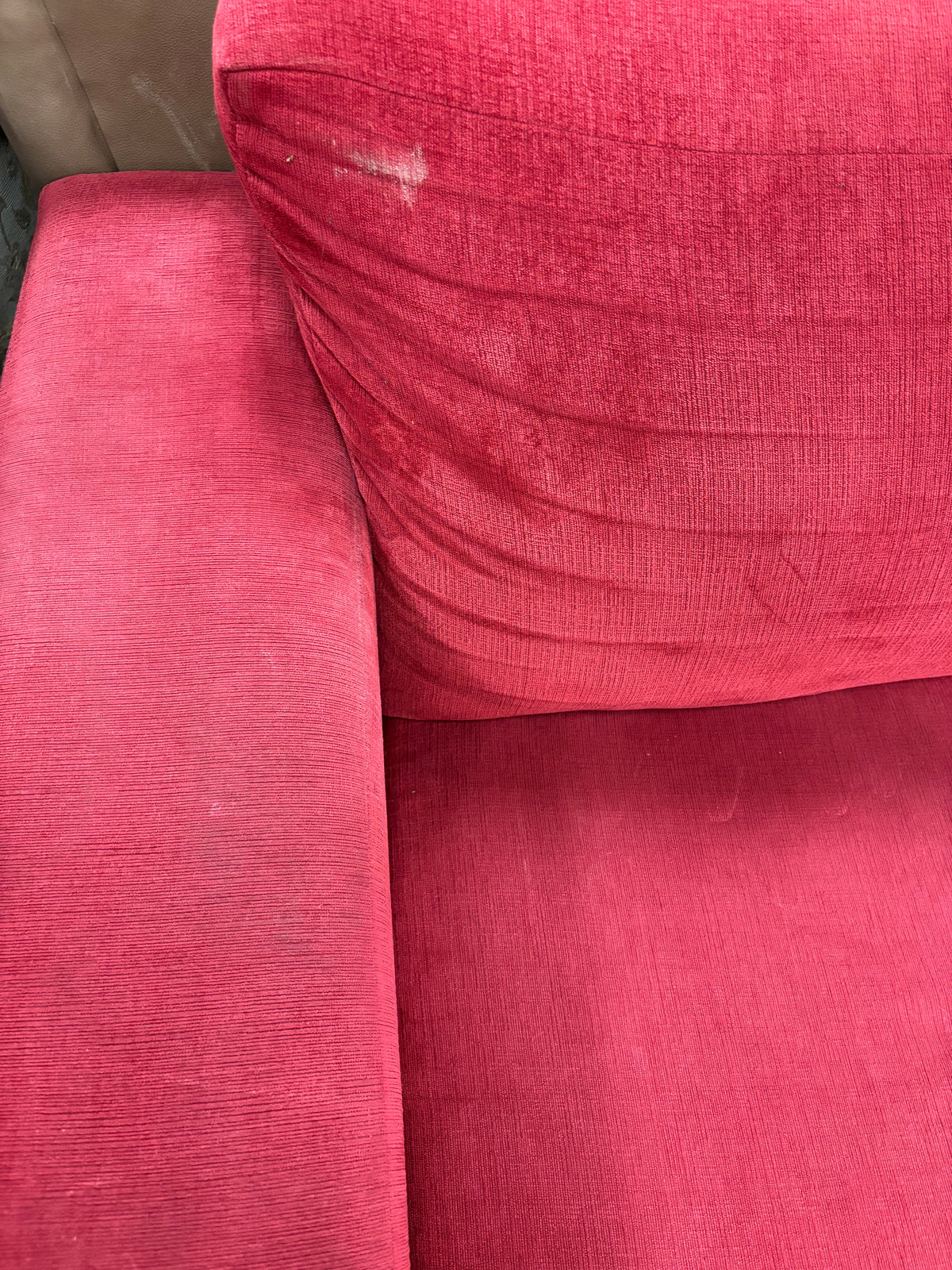 Red Fabric 3-Seater Sofa