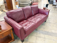 Burgundy Red Tufted Leather Sofa