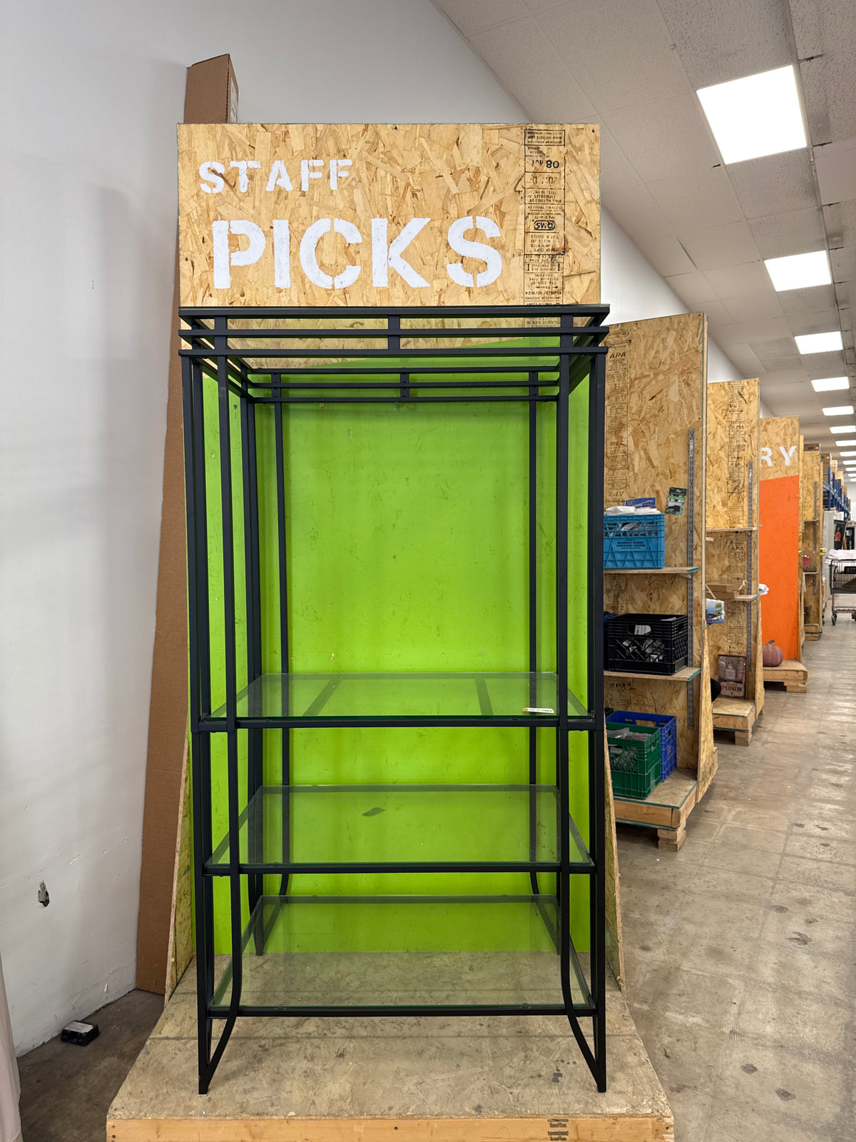 Black Metal And Glass Shelving Unit