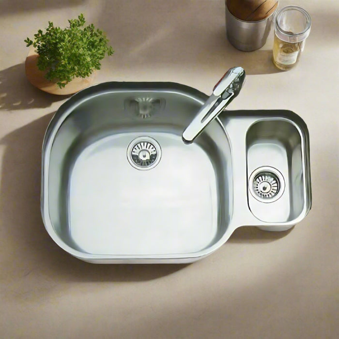 Bowl and a Half Kitchen Sink - Stainless Steel - 21" L x 31" W x 9" H