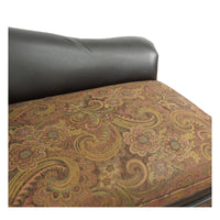 Heritage Chaise Lounge in Brown Fabric with Leather and Carved Wood Finish