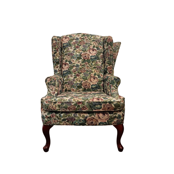 Vintage Style Floral Pattern Wingback Chair
