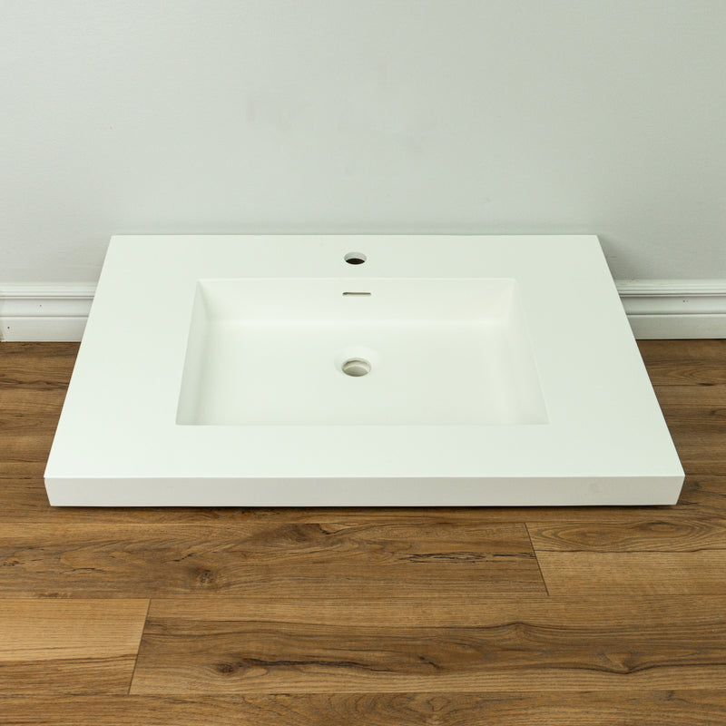 30-inch Porcelain Centre Drain Sink in Matte White