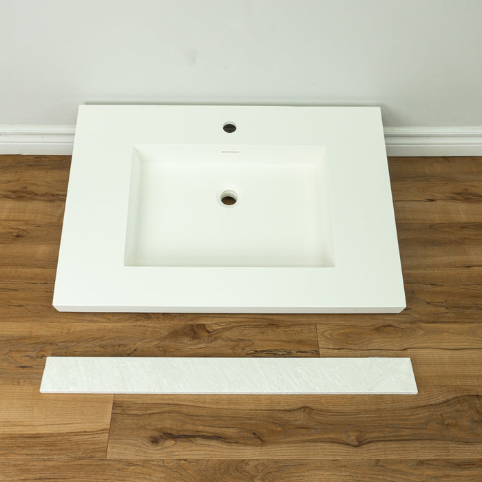 30-inch Porcelain Centre Drain Sink in Matte White