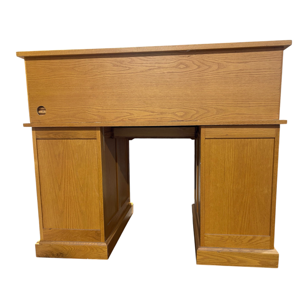 Honey-oak Roll-top Pedestal Desk