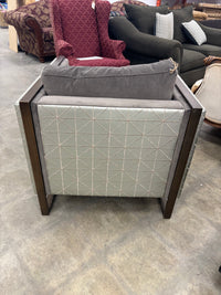 Grey Lounge Chair with Patterned Sides