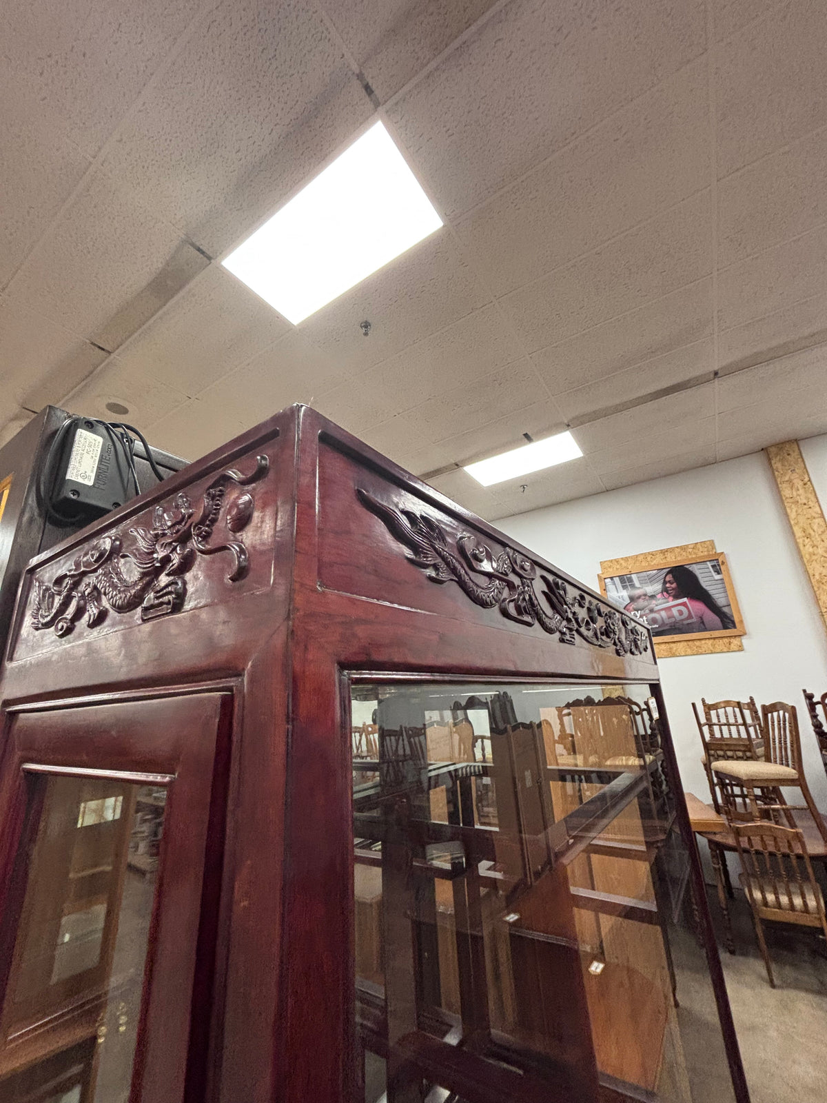 Vintage Rosewood Curio Display Cabinet