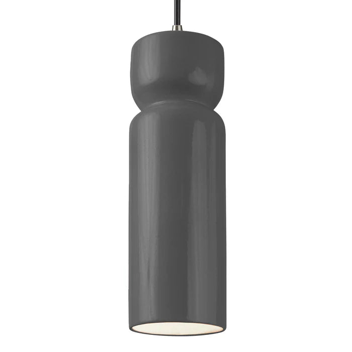 One Light Pendant in Gloss Grey by Justice Designs