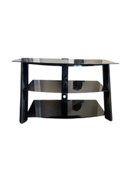 Black 3-Tier Glass TV Stand