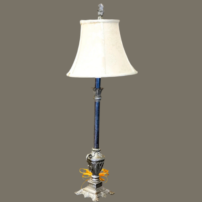 Beige Floral Ceramic Table Lamp with Round Shade