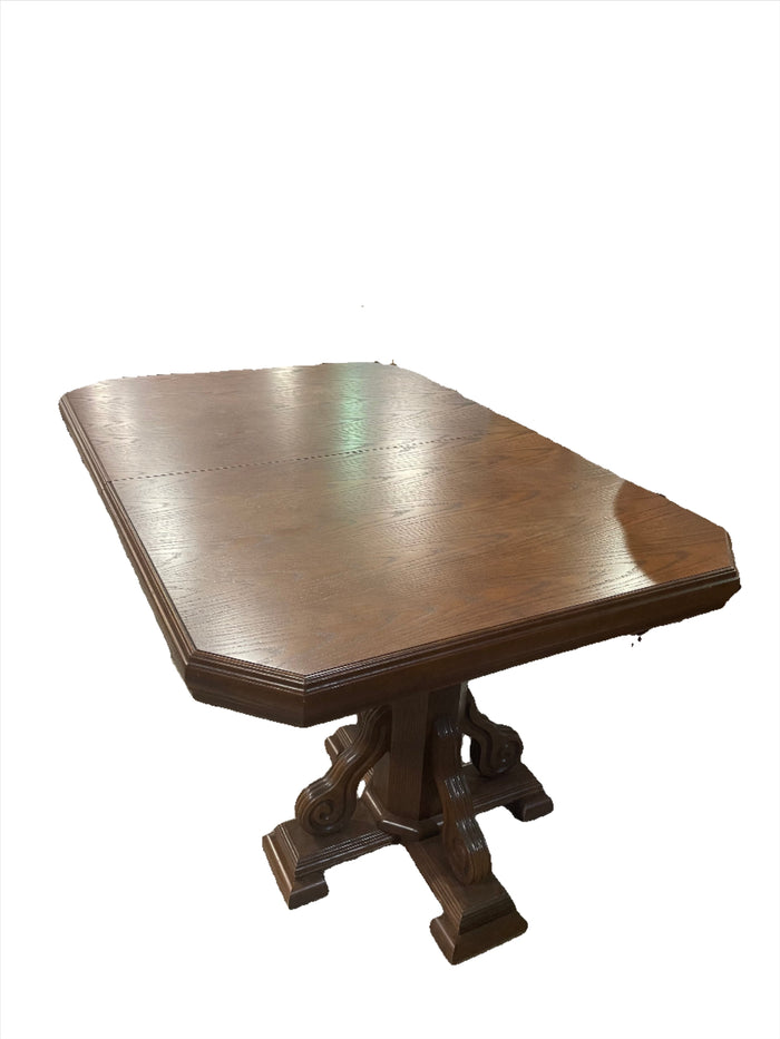 60"W Solid Wood Pedestal Dining Table