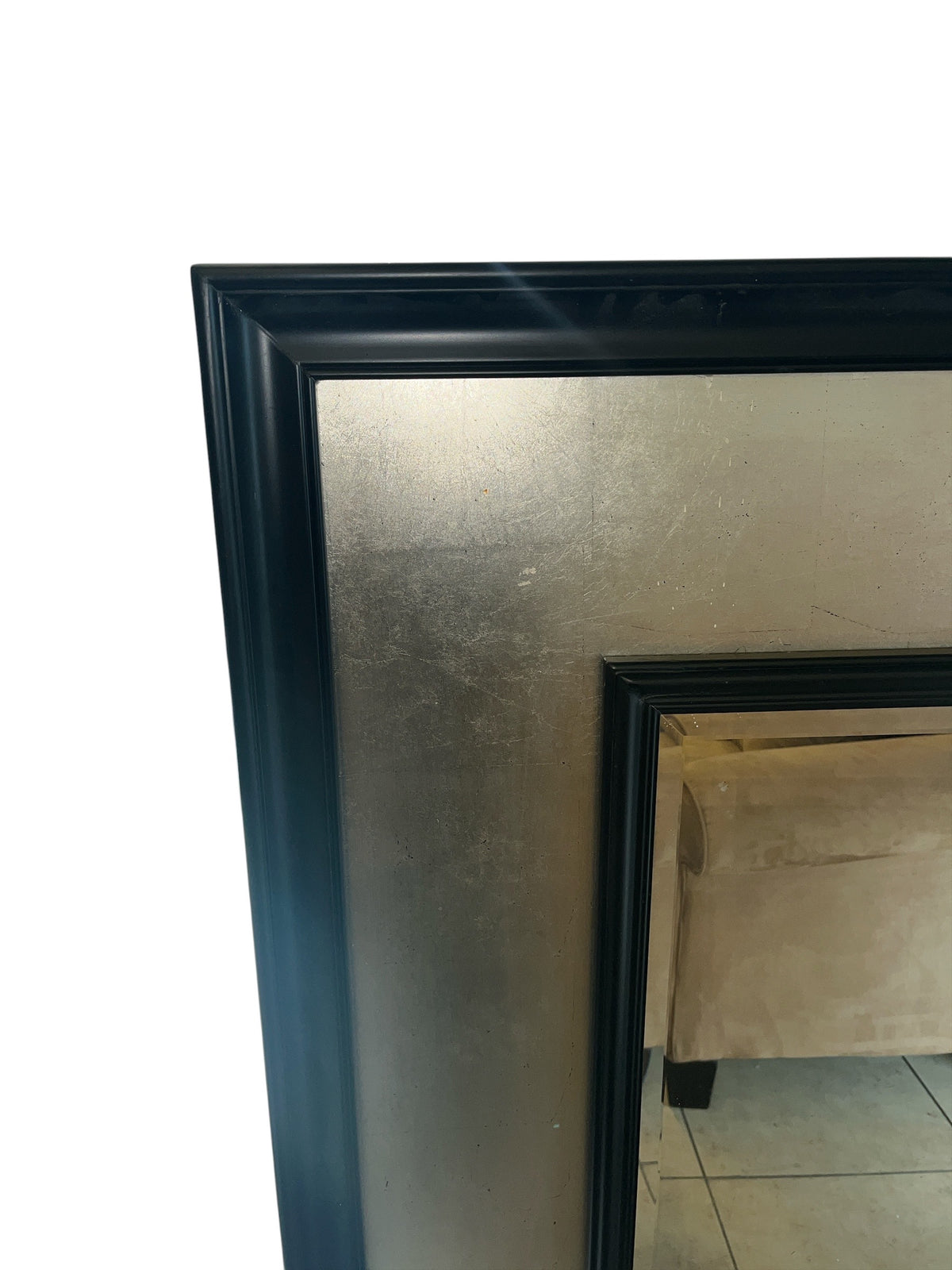 Contemporary Two Tone Silver & Black Framed Wall Mirror