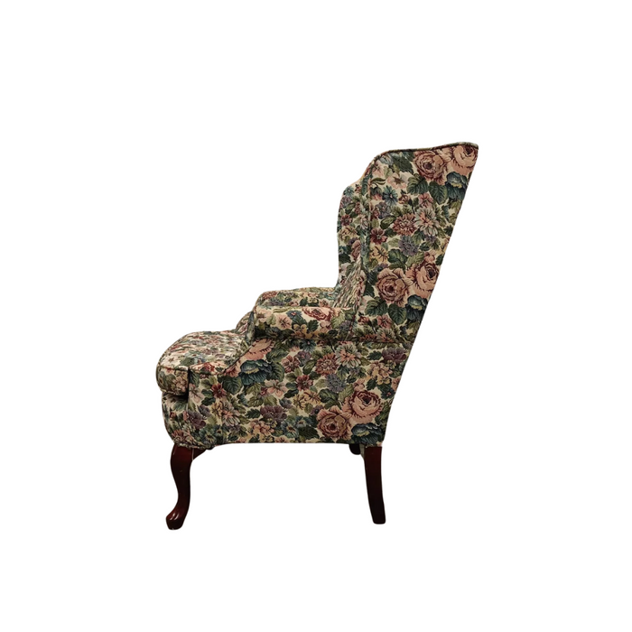 Vintage Style Floral Pattern Wingback Chair