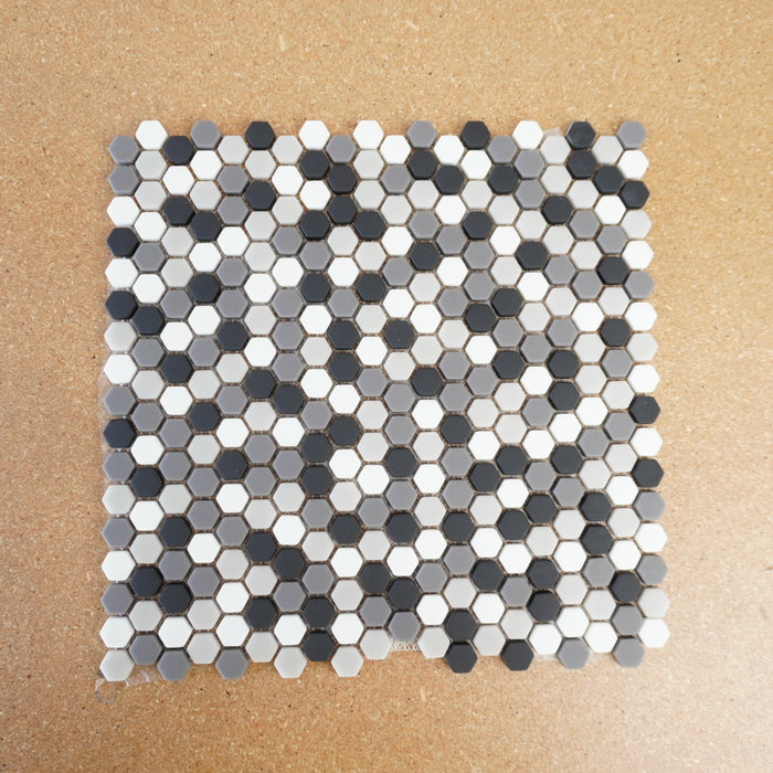 11x11-inch Hexagon Floor Tiles in Black & White - 10 sq. ft. (11 pcs)