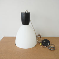 12-inch Dia. Pendant Light In Matte Black w/ Opal Glass Shade