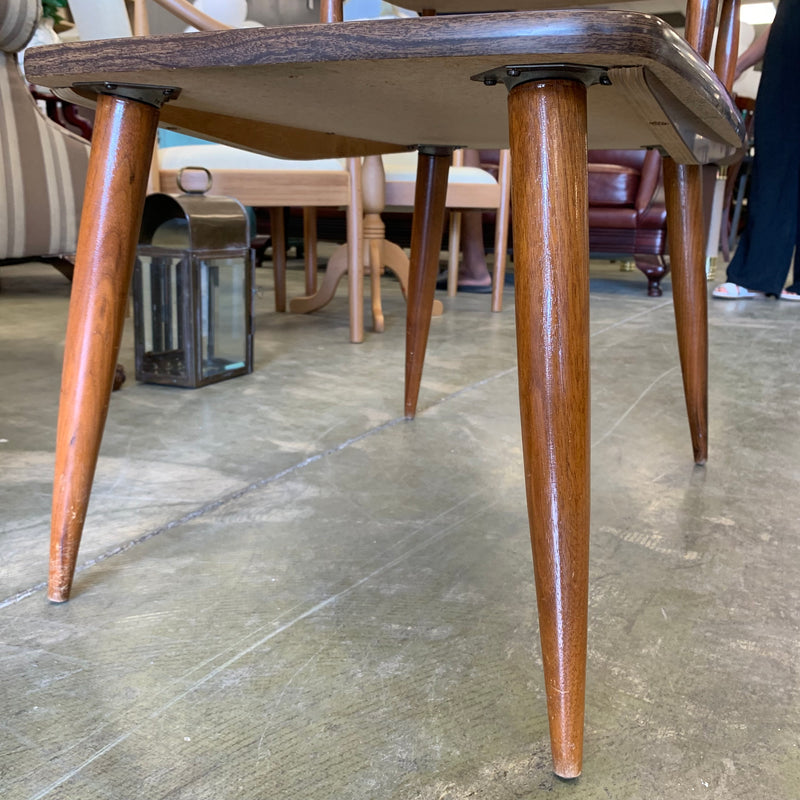 2-Tier Side Table with Tapered Legs and Raised Upper Shelf