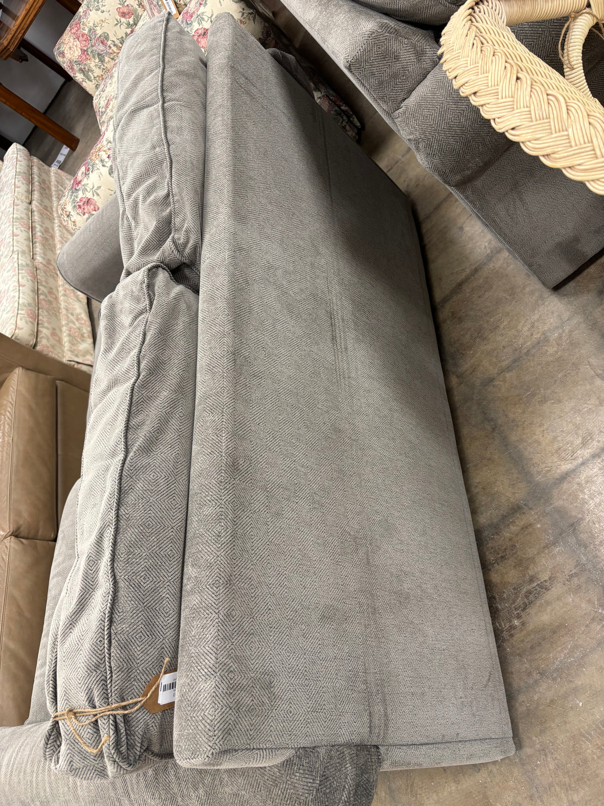Grey Plush Loveseat Sofa