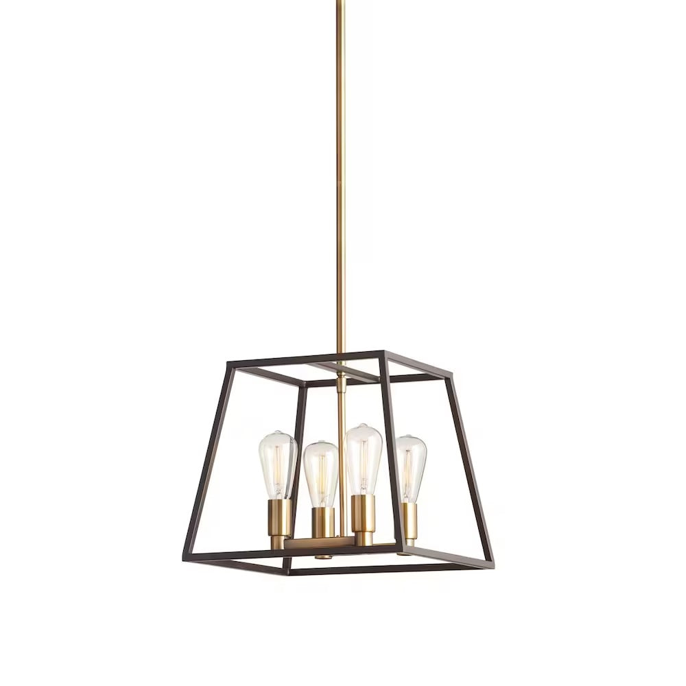 Home Decorators Collection 4-Light Gold Mid-Century Modern Square Pendant