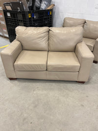 61" Beige Leather Loveseat Sofa