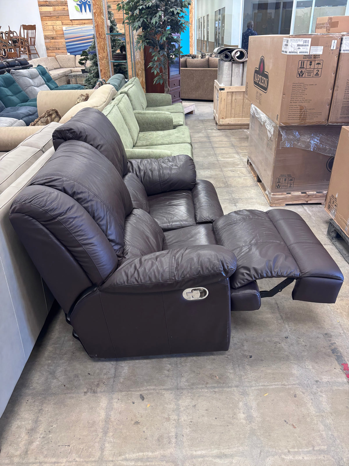Dark Brown Leather Recliner Loveseat