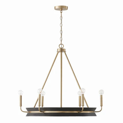 Finn 6-Light Chandelier in Black Stain and Matte Brass