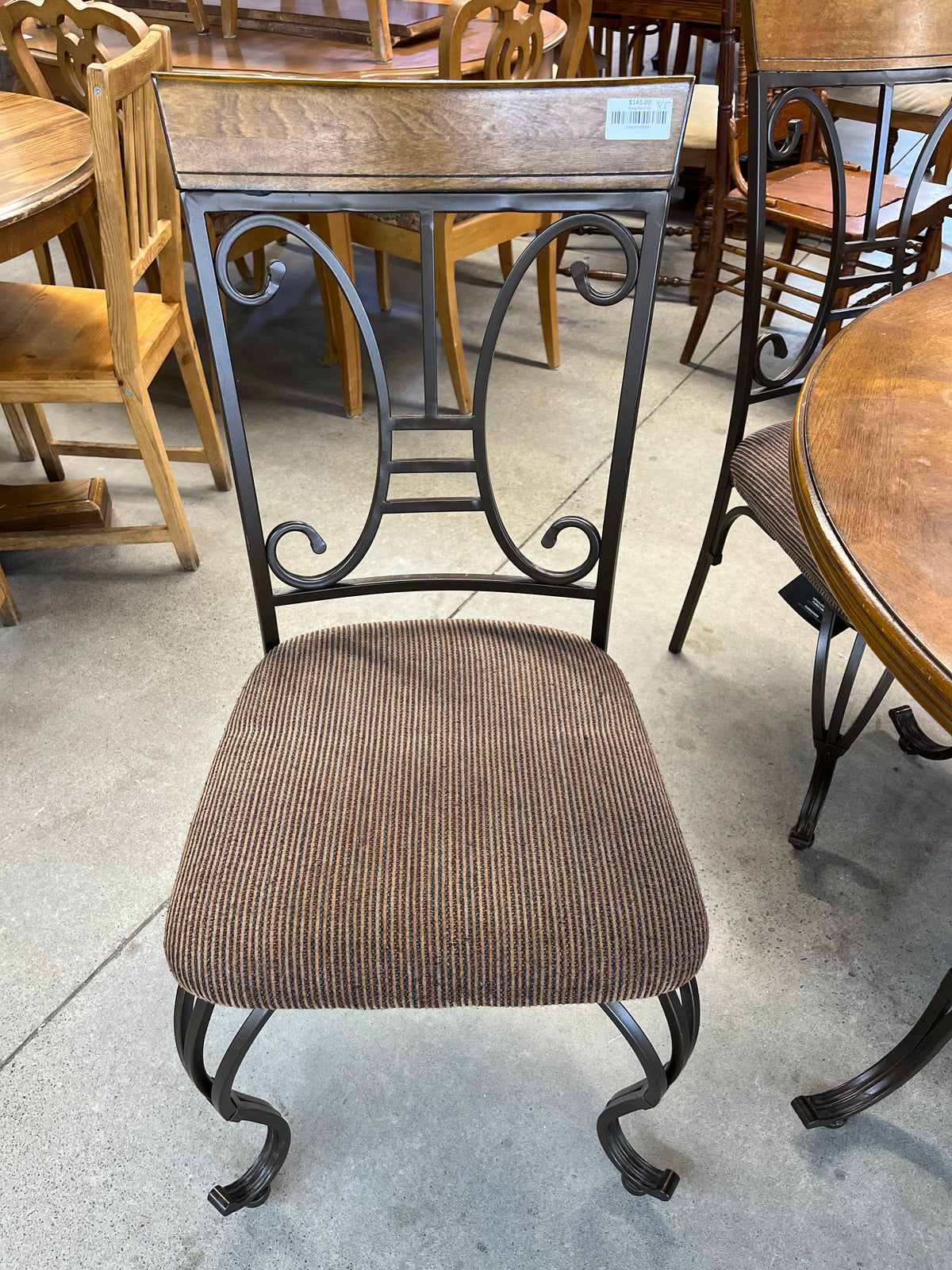 46"W Wood and Metal Dining Set