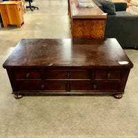 52x28-inch Spacious Dark Wood 5-Drawer Coffee Table