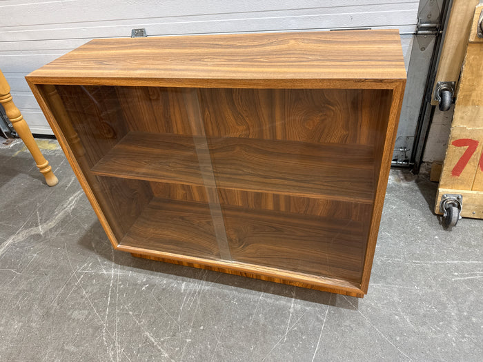 35 in. W Vintage 1960s Bookcase With Sliding Glass Doors