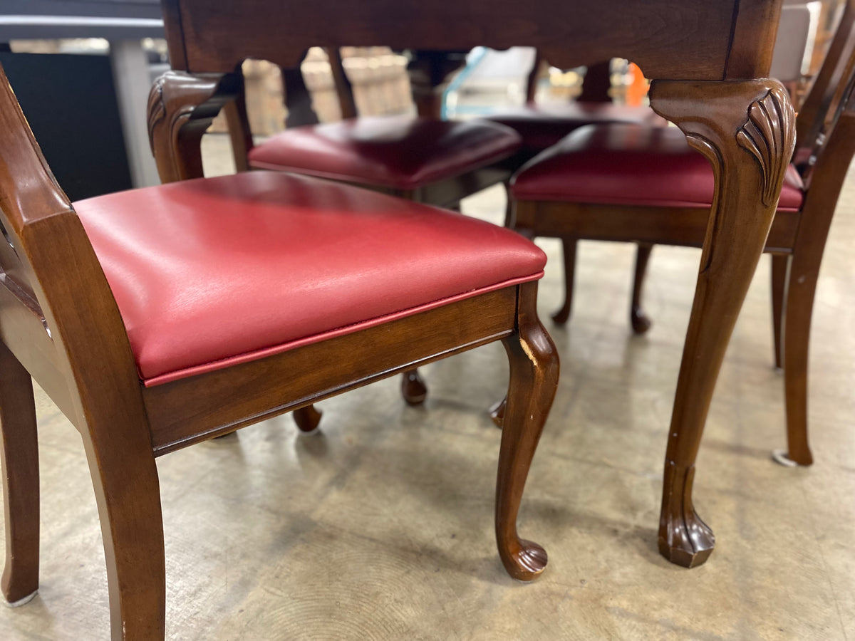 Dark Brown Hardwood Dining Table Set