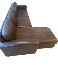 Dark Brown Leather Modular Sectional Sofa with Ottoman